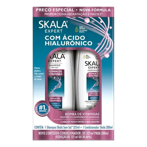 المجموعة العناية بالشعرالمتكاملة شامبو وبلسم بحمض الهيالورونيك وفيتامينات النمو من SKALA