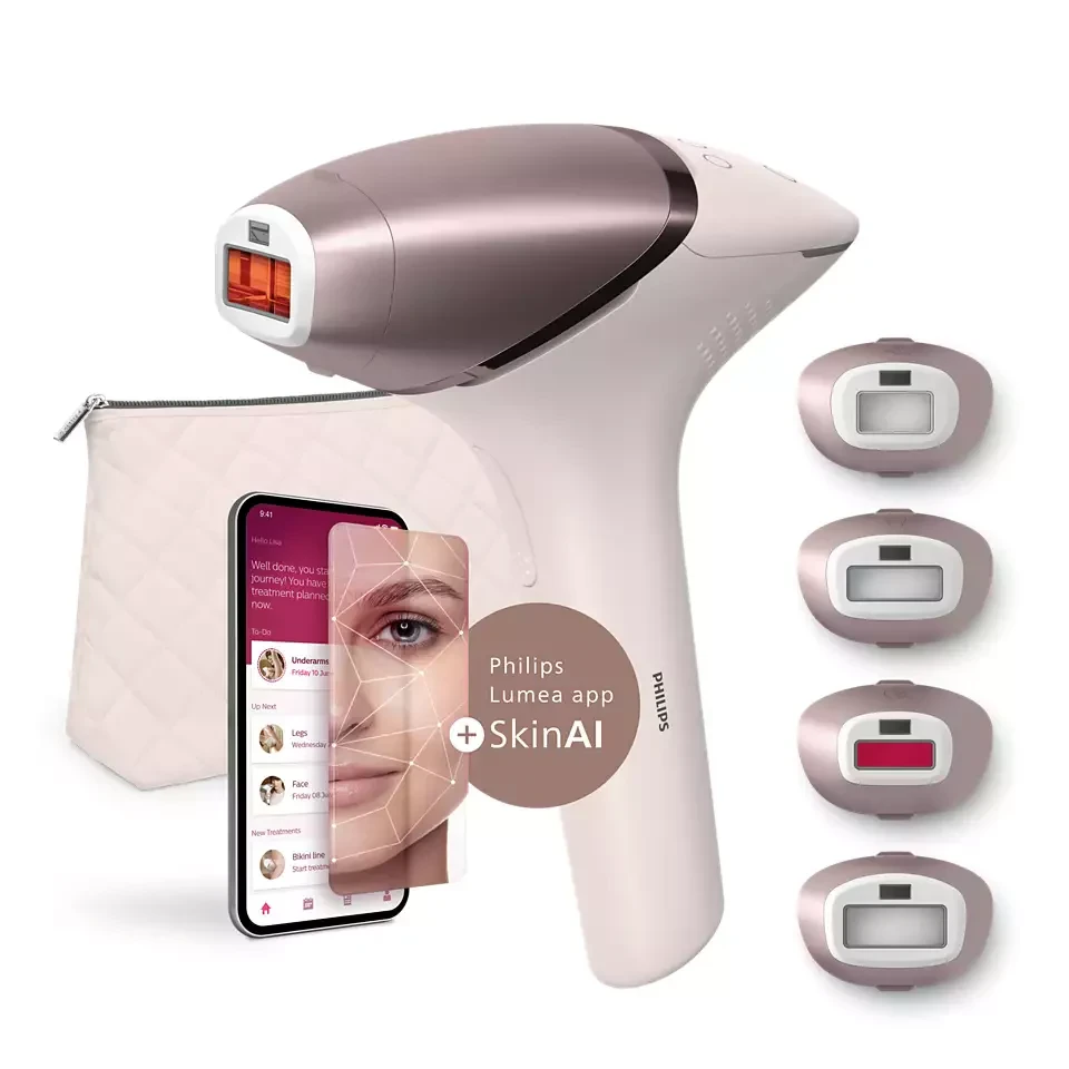 جهاز لإزالة الشعر بتقنية الضوء النبضي المكثف (IPL) مصمم للاستخدام المنزلي من Philips