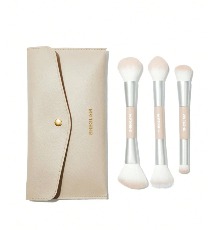 مجموعة فرش المكياج ثنائية الطرف مع حقيبة تخزين أنيقة من SHEGLAM