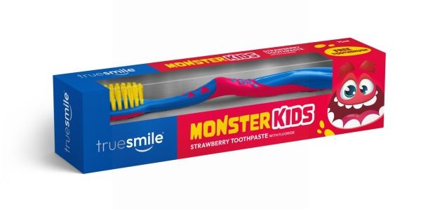 معجون أسنان للاطفال بنكهة الفراولة المحببة وفرشاة أسنان من TRUE SMILE