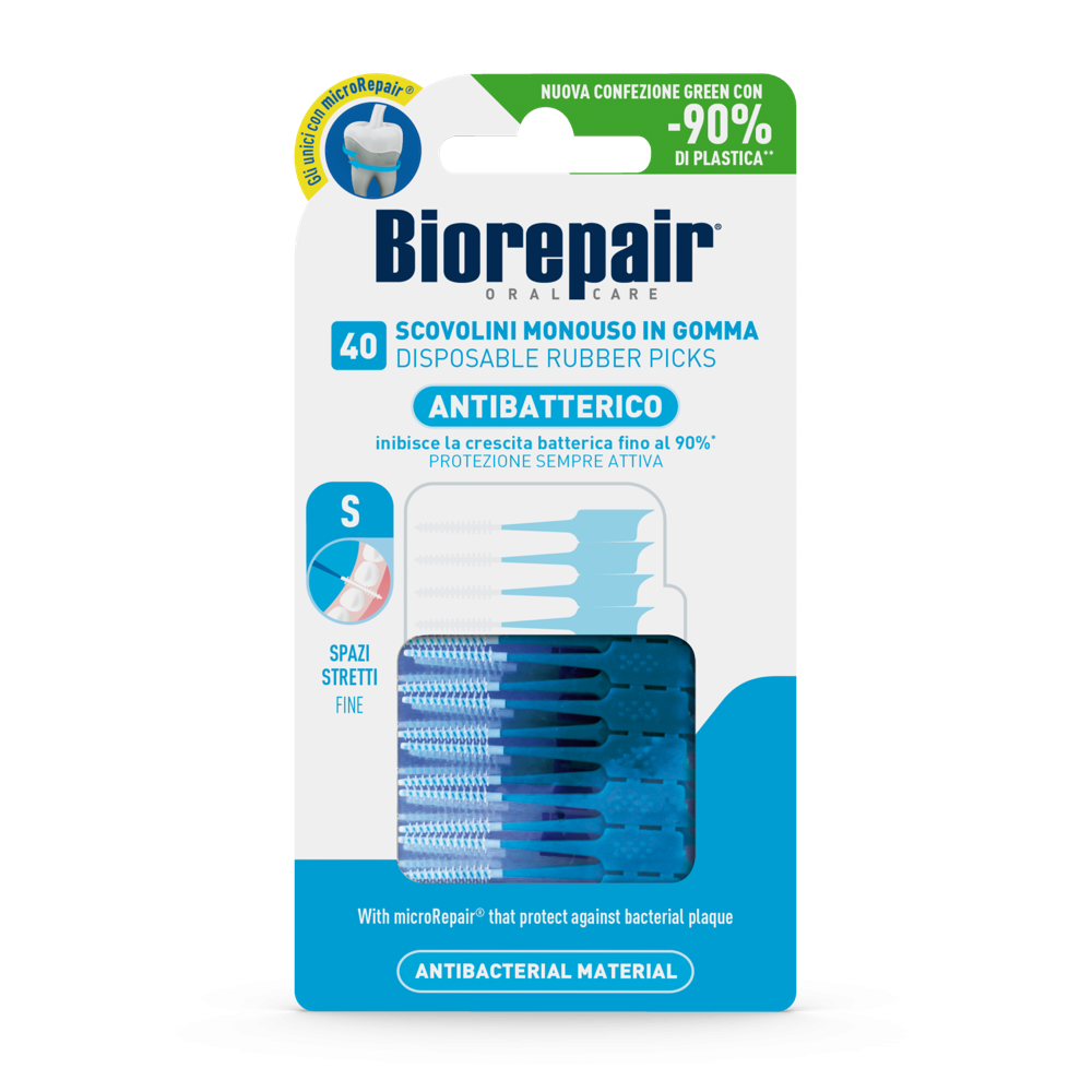 فراش مطاطية لتنظف بين الأسنان وتدلك اللثة بلطف لابتسامة مشرقة من BIOREPAIR